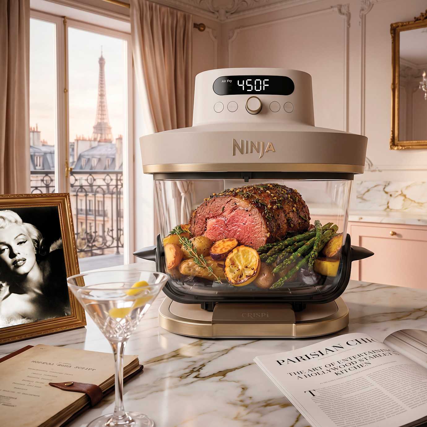 Ninja Crispi Pro 6-in-1 Glass Air Fryer in Stone and Gold - Image 3