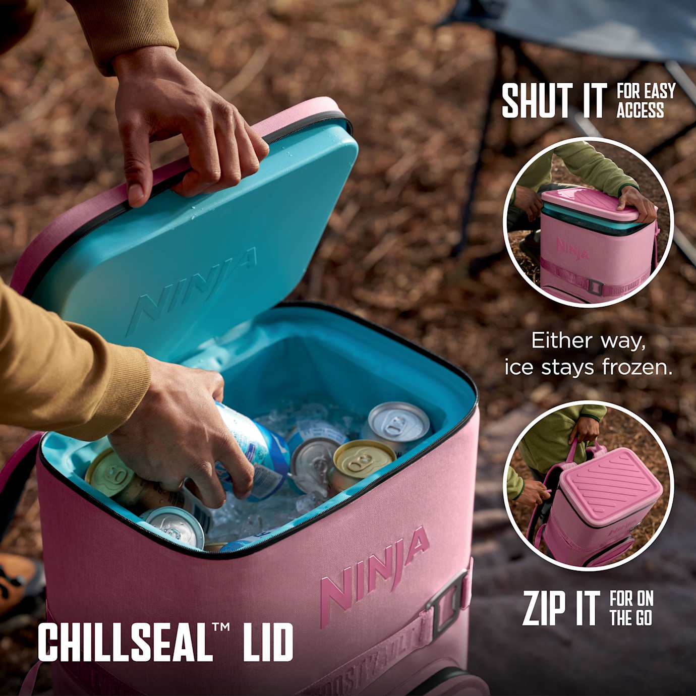 Shark-Ninja Outdoor FrostVault Go 24-Can Backpack Cooler in Pink - Image 4