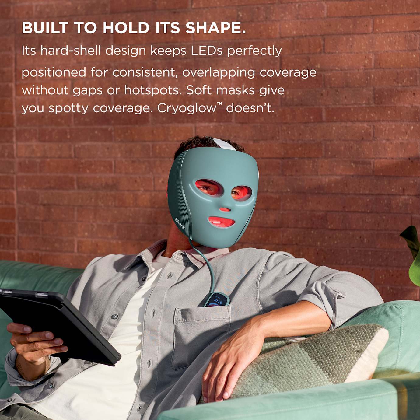 Shark CryoGlow LED Face Mask & Charging Stand in Blue - Image 7