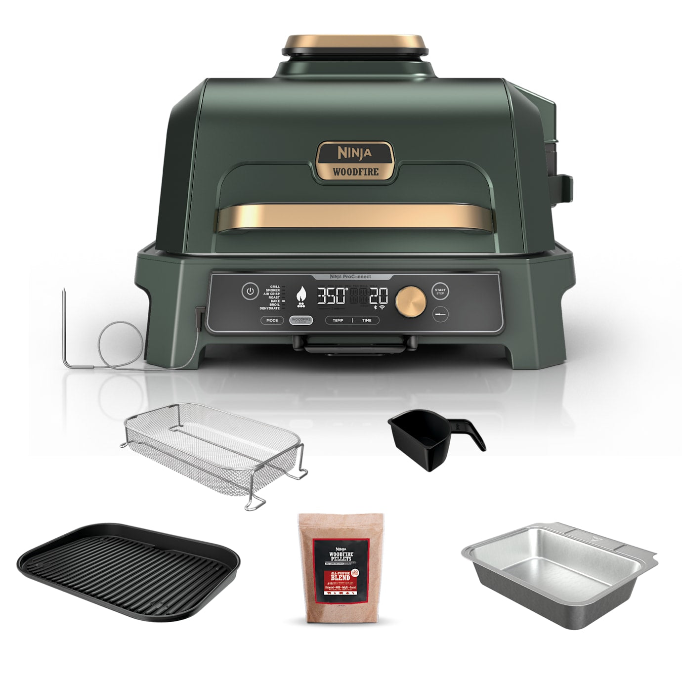 Ninja Woodfire Premium XL BBQ Grill in Green and Gold - Image 12