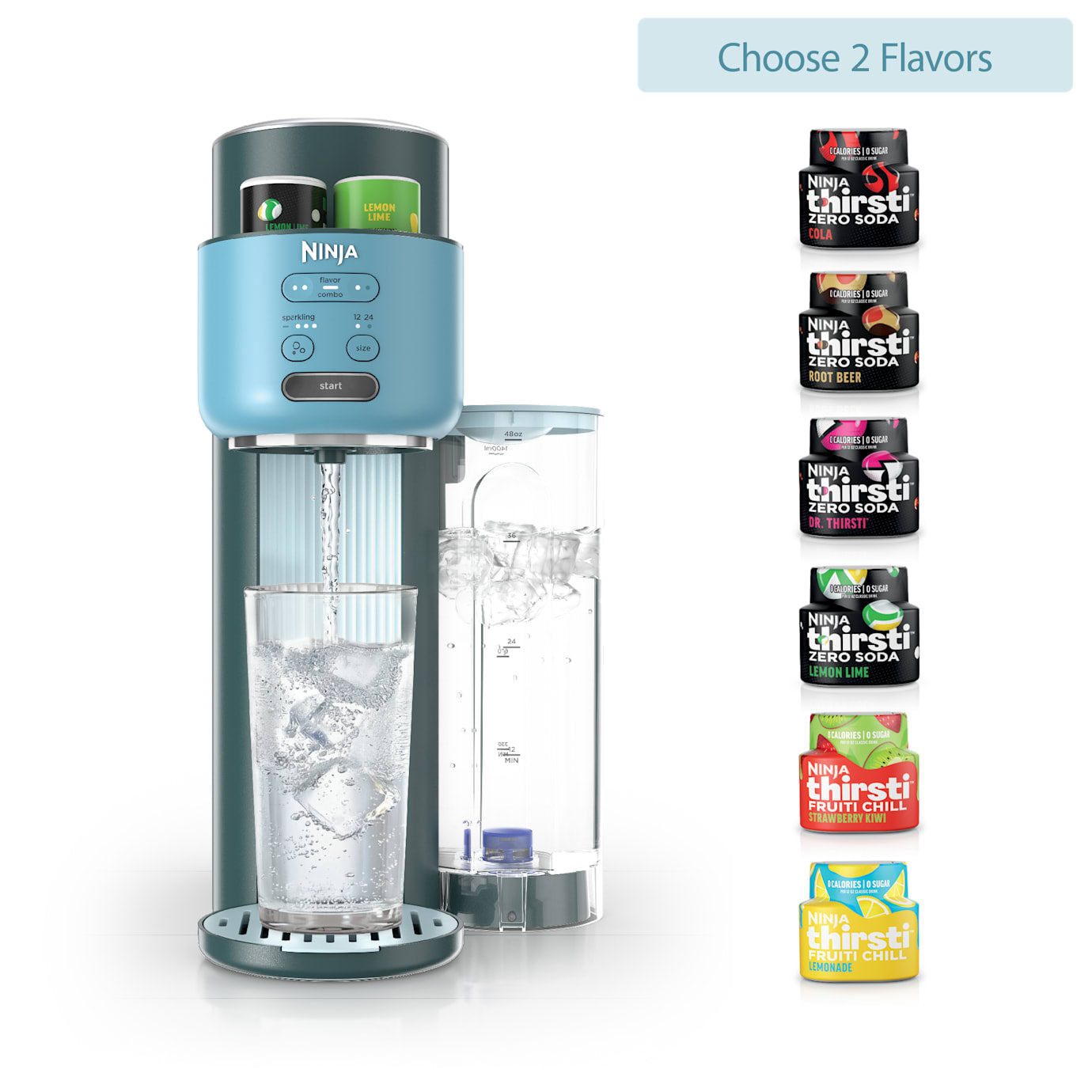 Shark-Ninja Thirsti Soda Machine in Teal and Drink Mix Bundle