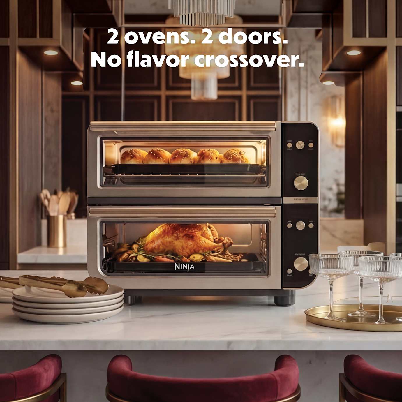 Shark-Ninja Double Oven Pro Smart XL Countertop Oven & Air Fryer, Stone Gold - Image 10