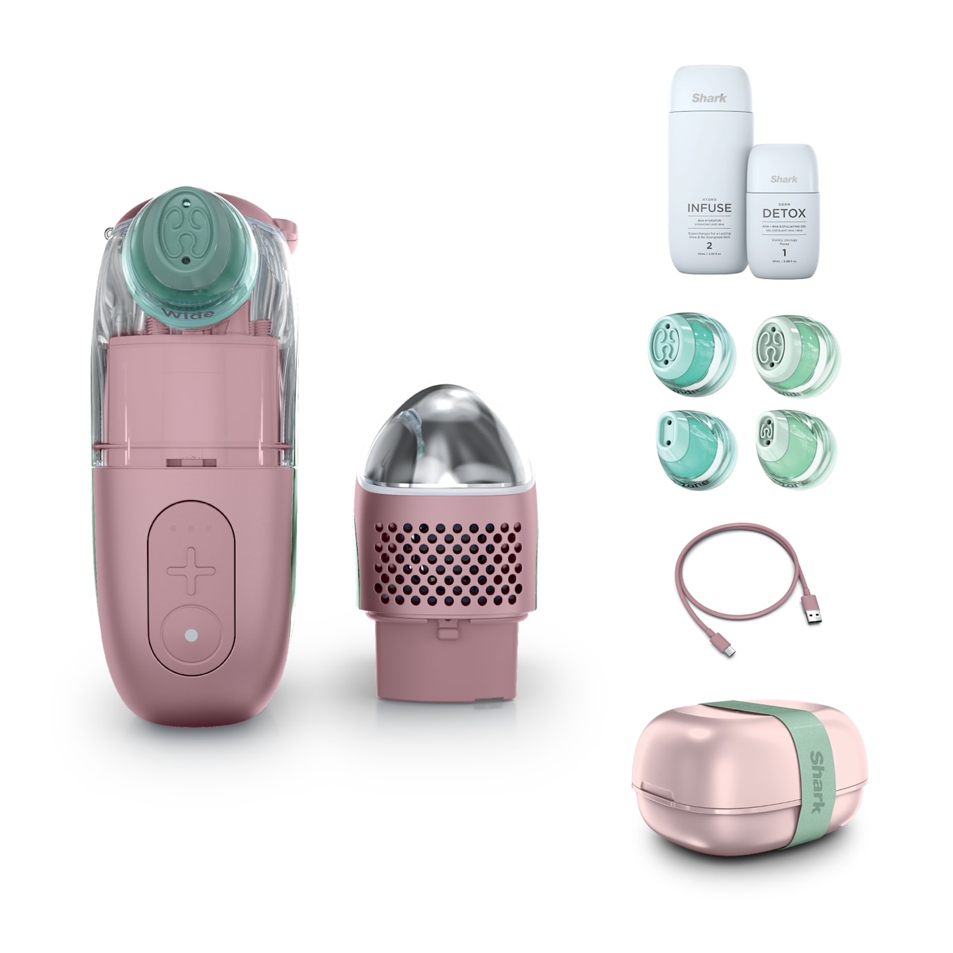 Shark FacialPro Glow & Depuffi At-Home Hydrating Facial System in Strawberry Matcha - Image 2